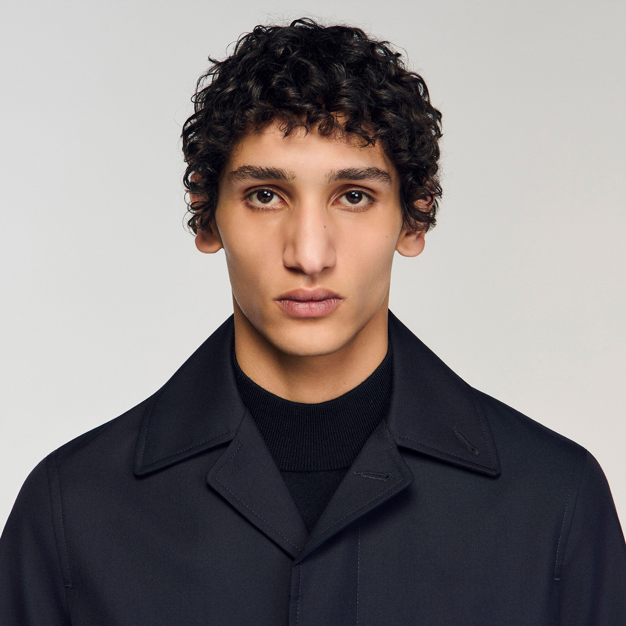 Waterproof technical fabric coat blue for Men | Sandro Paris