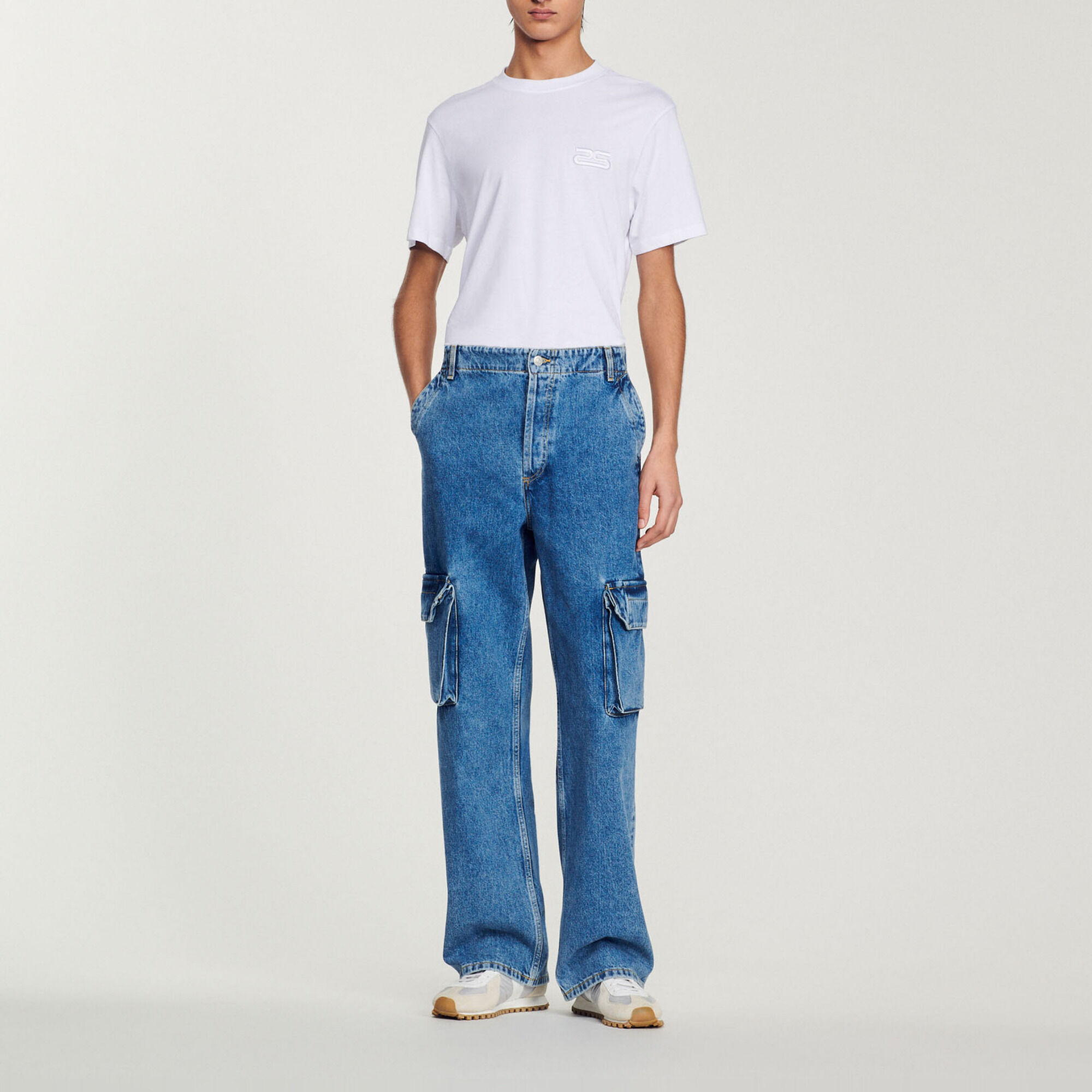 Faded wide-leg jeans