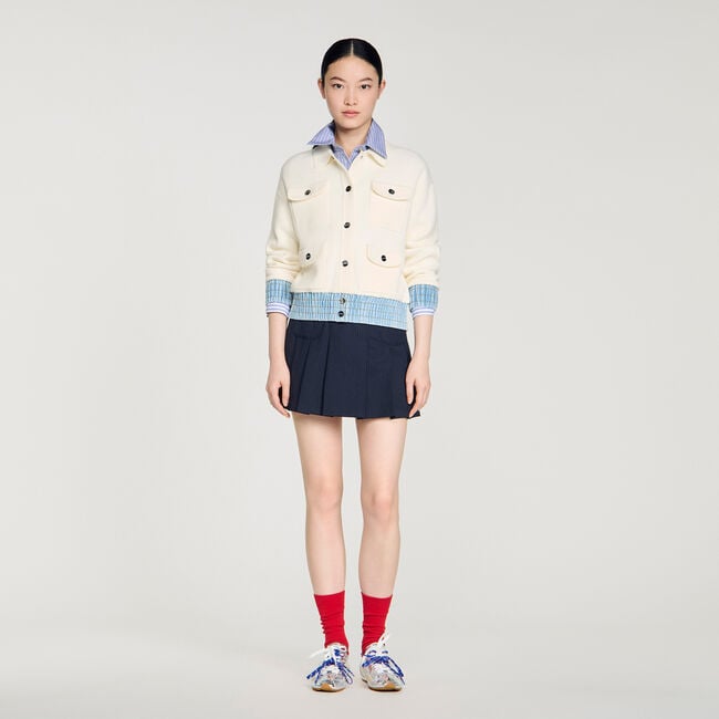 Cardigan with denim details