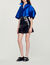 Short topstitched leather skirt