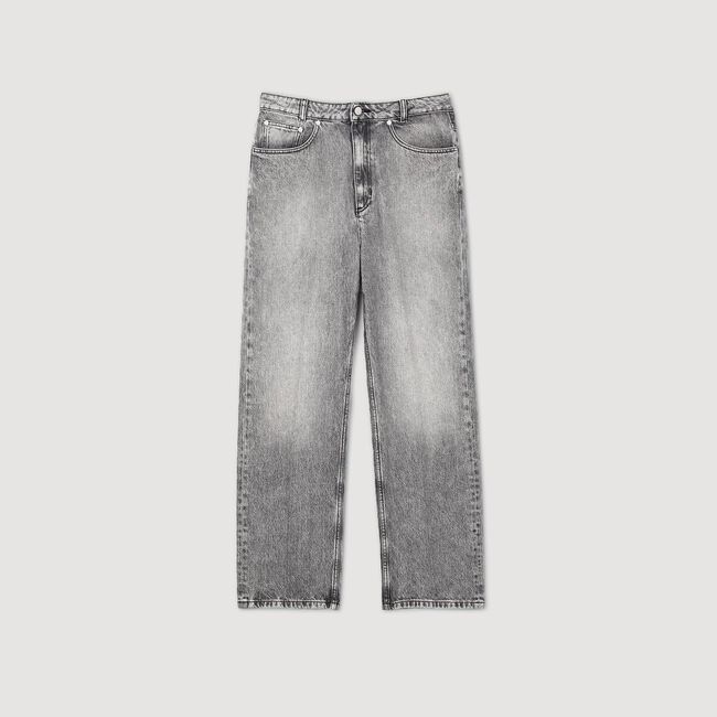 Low-waisted straight-leg jeans