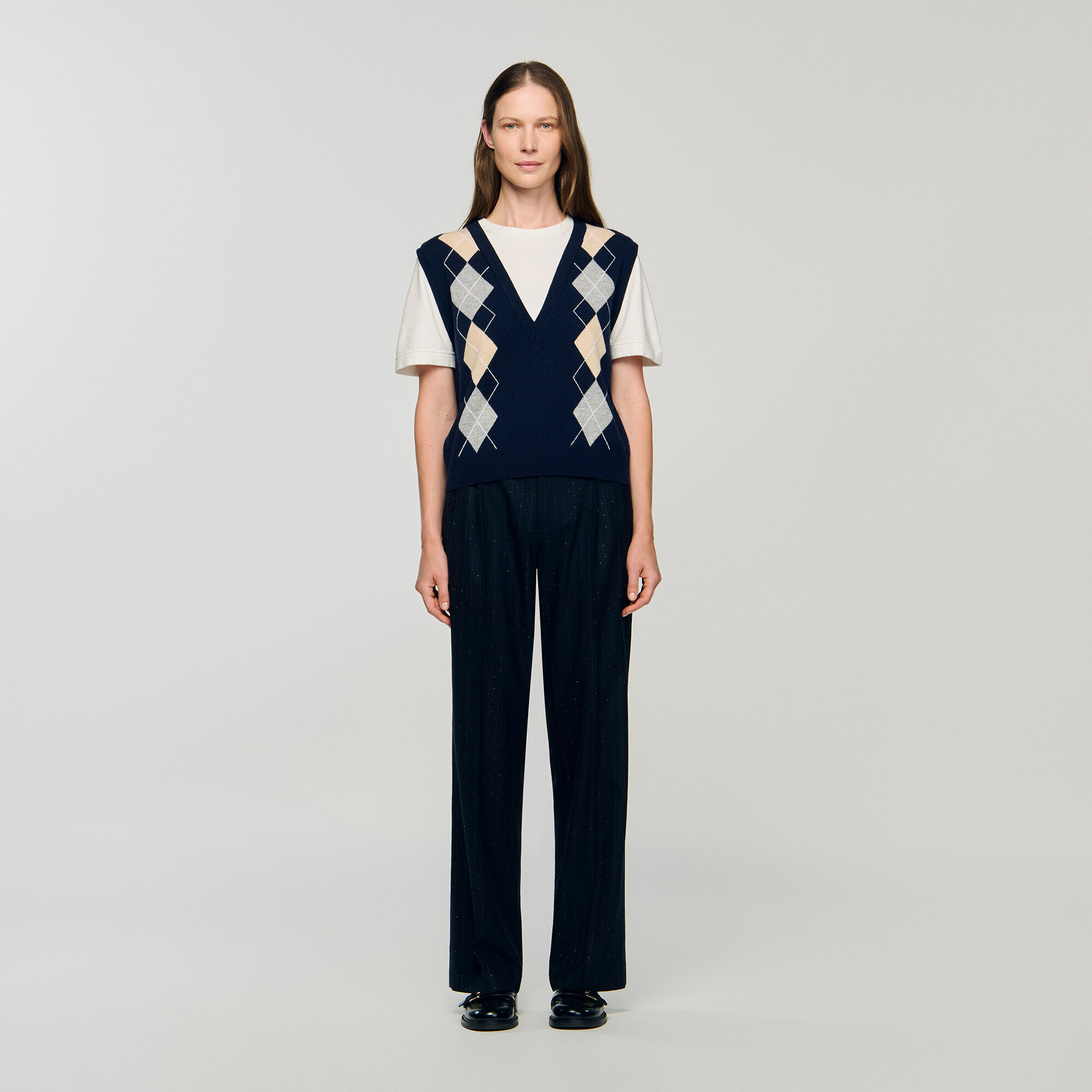 Argyle layered effect jumper