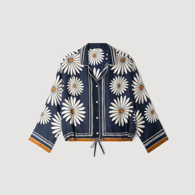 Floral print silk shirt