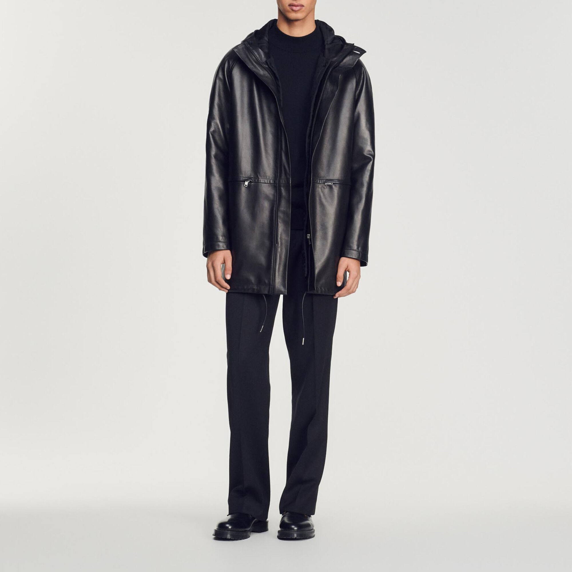 Lambskin leather parka