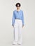 Striped cropped shirt with rhinestone
