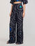 Spiral-print silk trousers