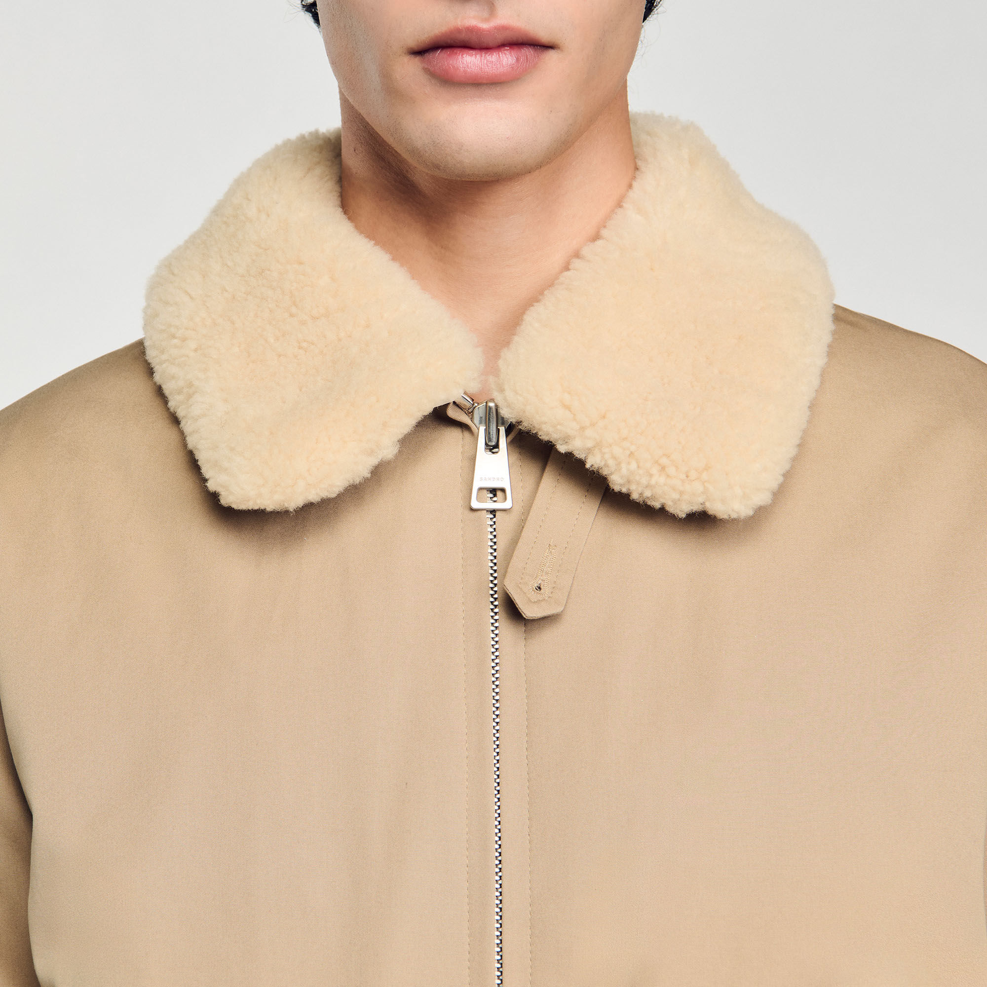 Shearling collar aviator jacket