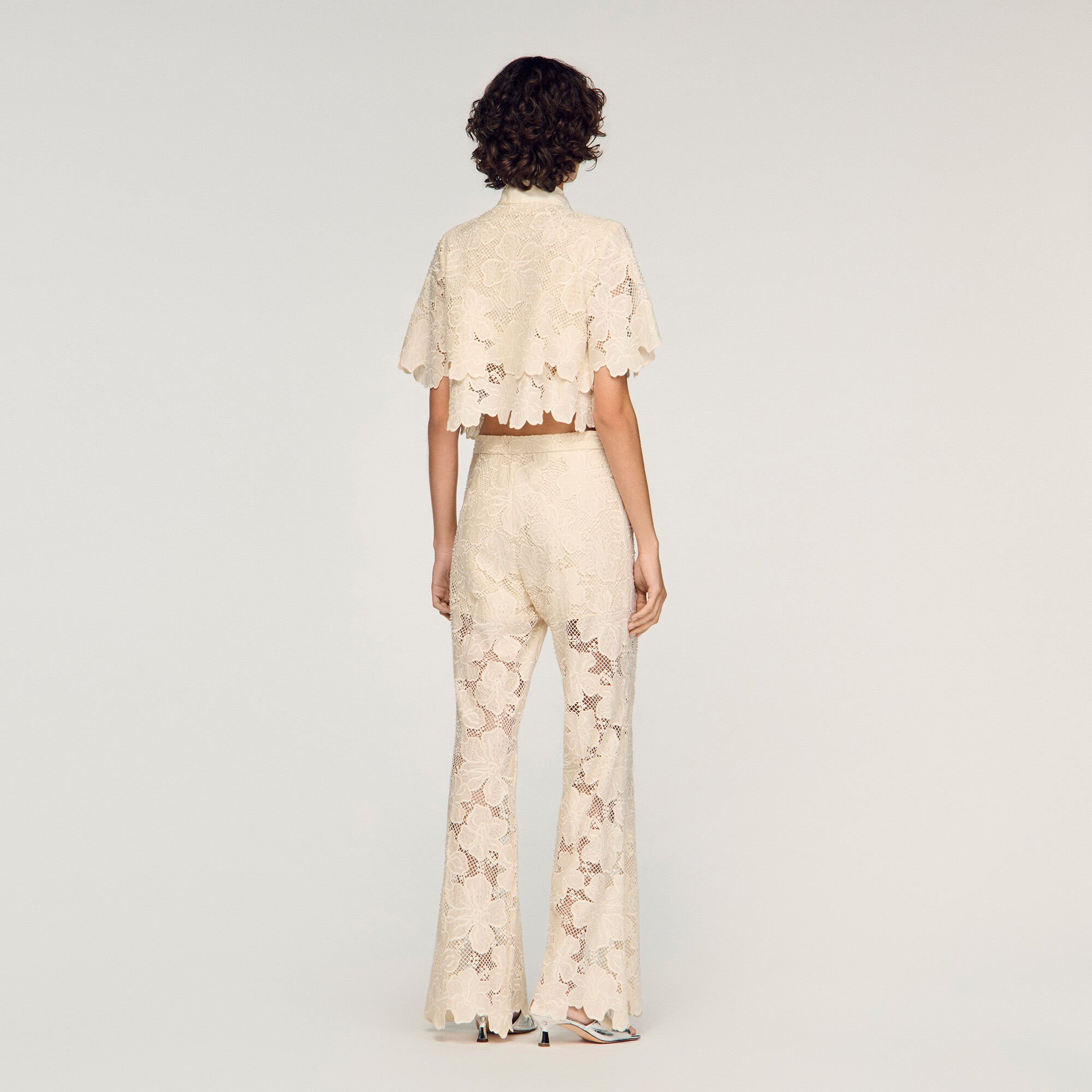 Guipure lace trousers
