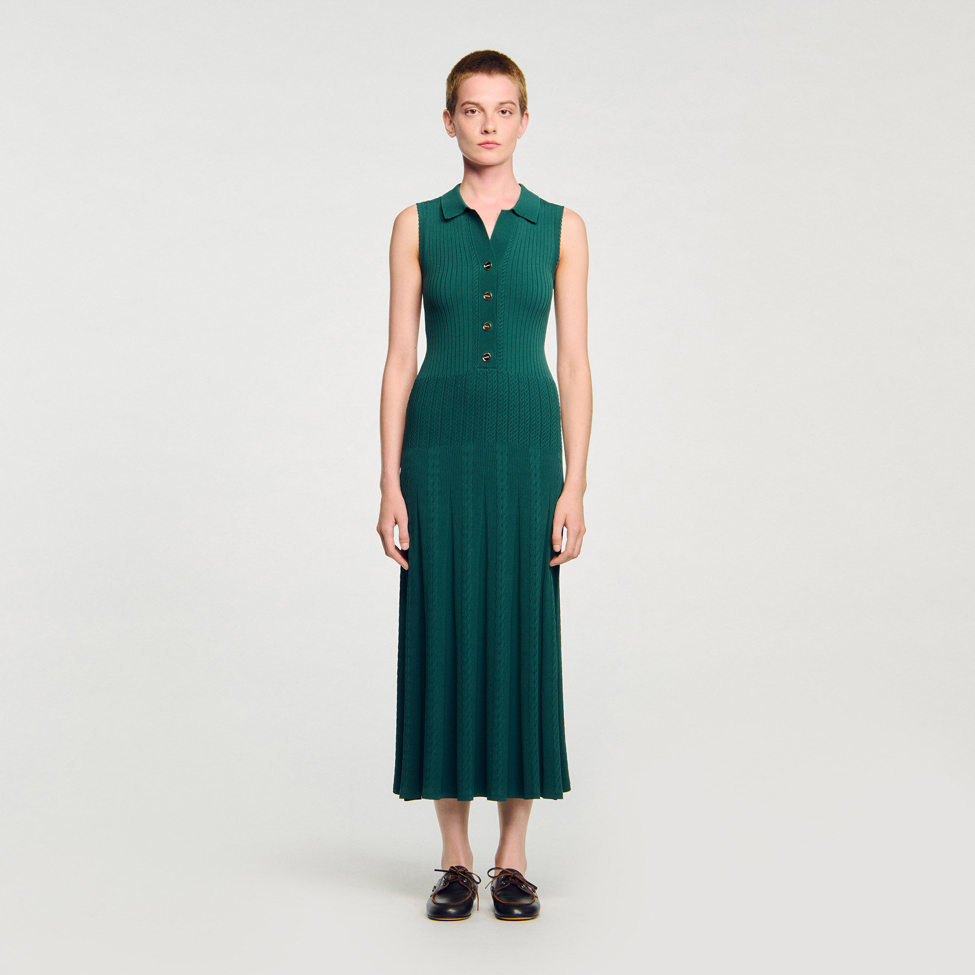 Knit dress with polo neck