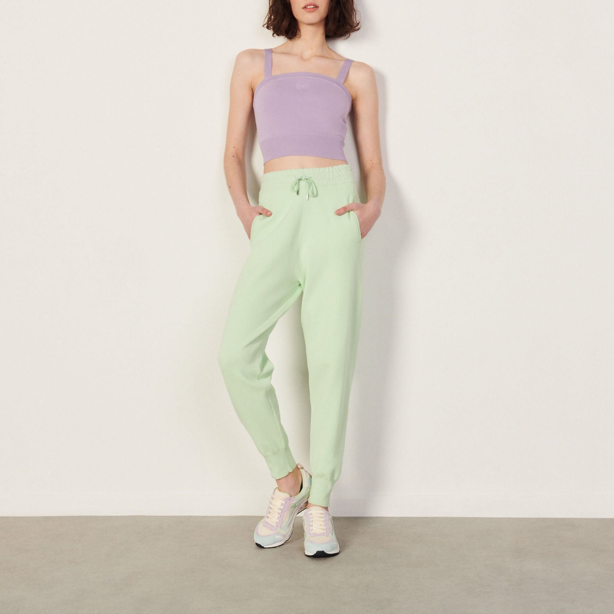 Embroidered knit bra top
