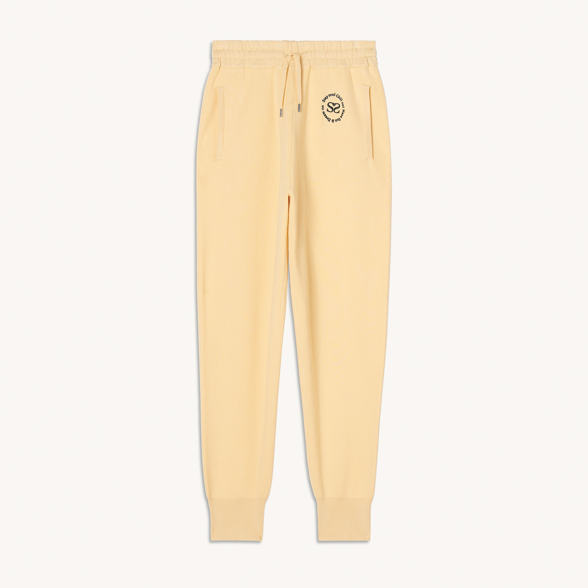 Knit jogging bottoms with embroidery