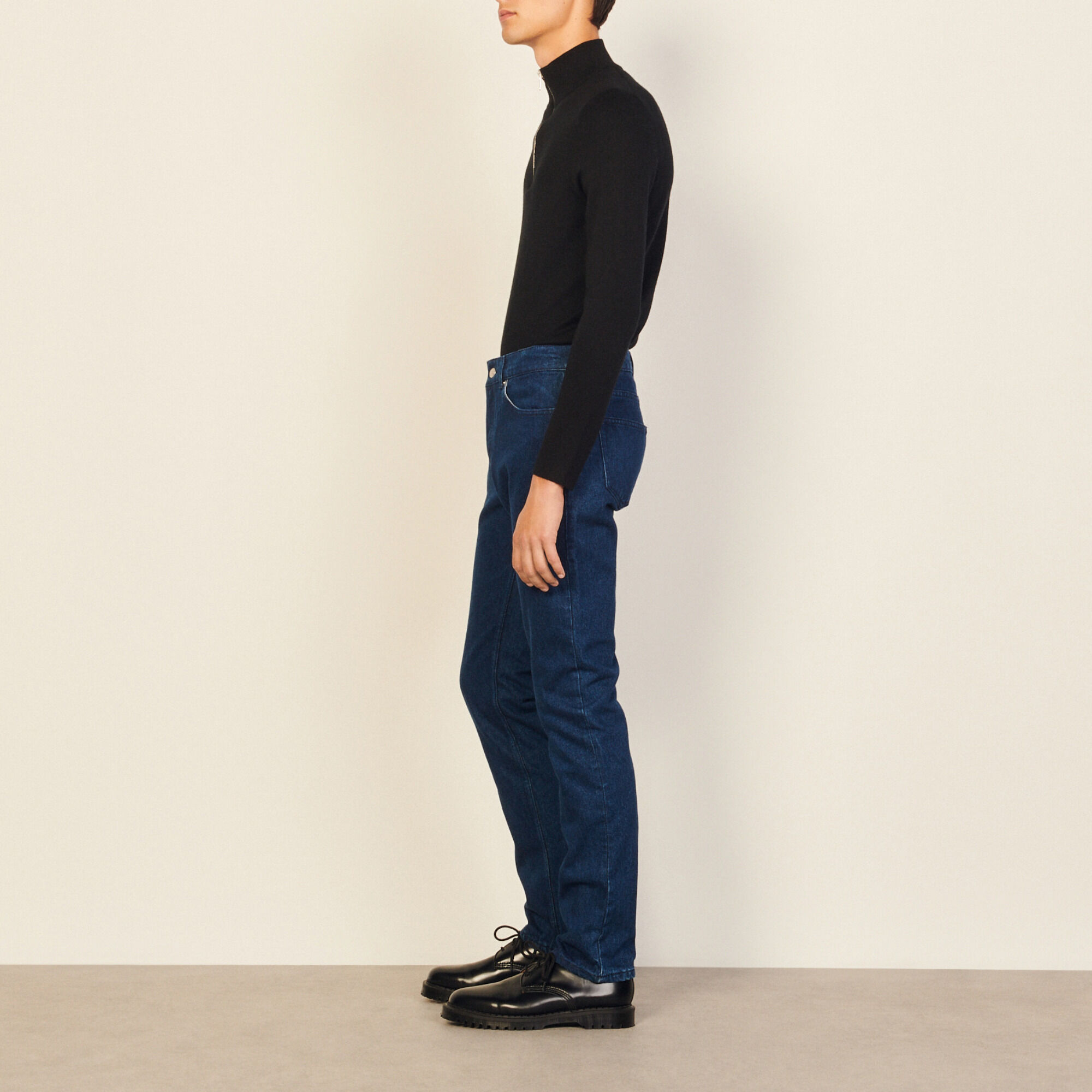 Raw denim cotton jeans