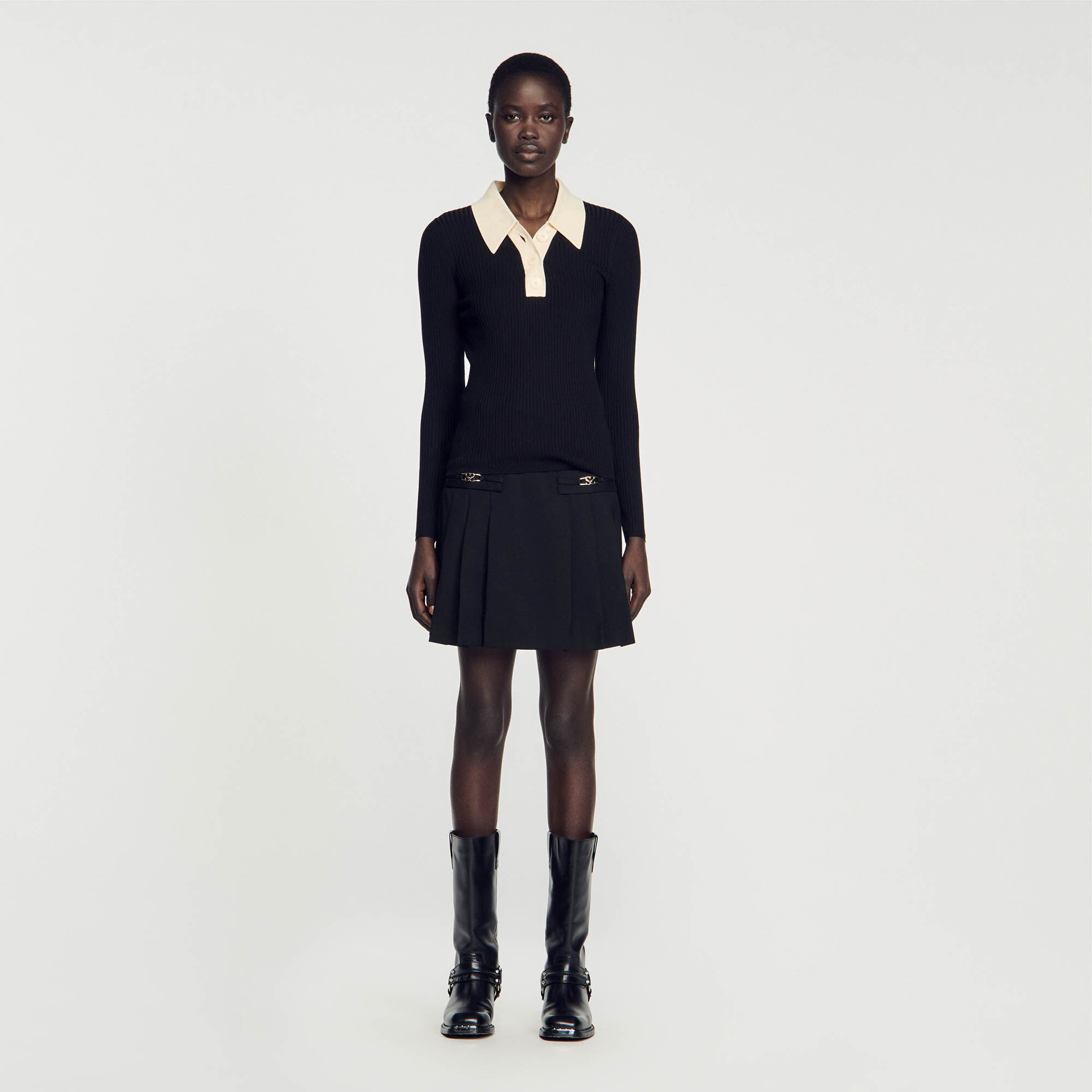 Knit polo shirt jumper