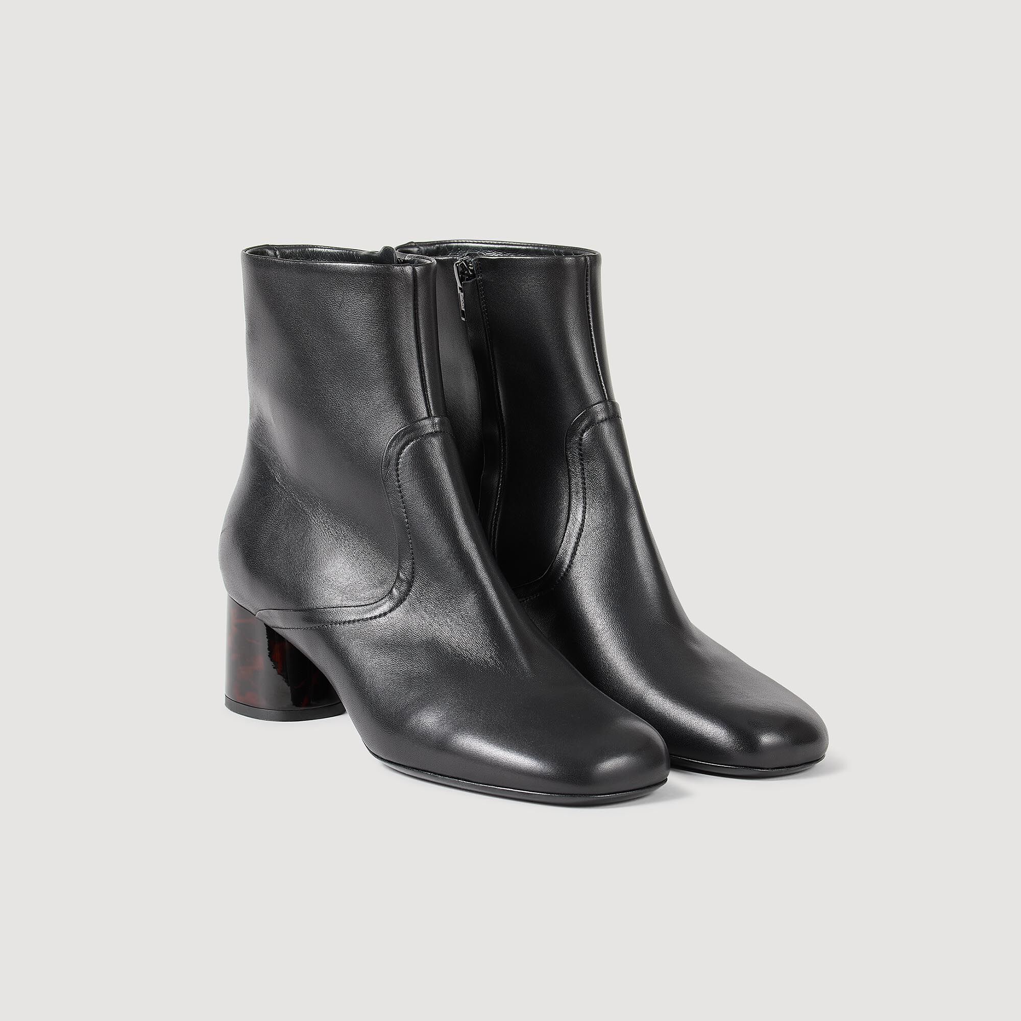 Leather boots black gray For Women Sandro Paris