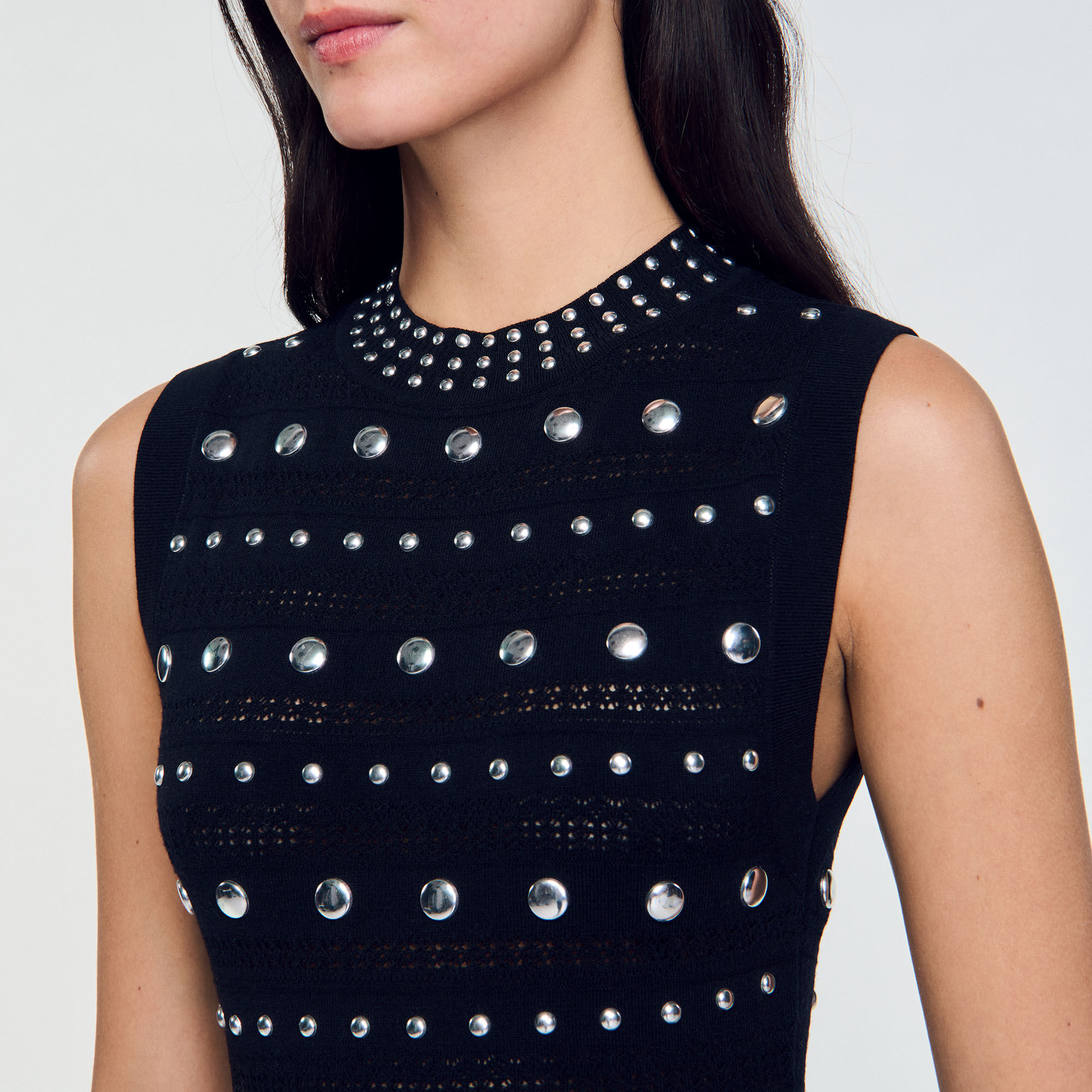 Knit maxi dress with studs