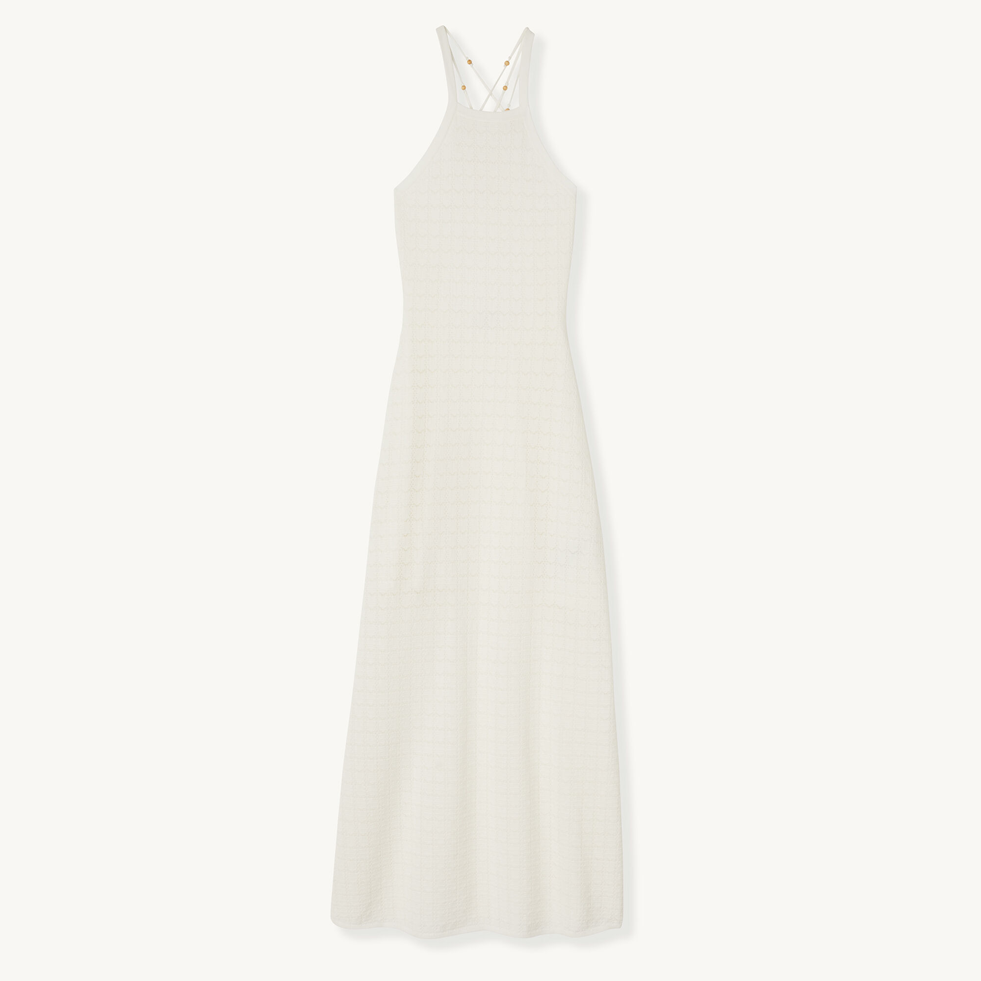 Long pointelle knit dress