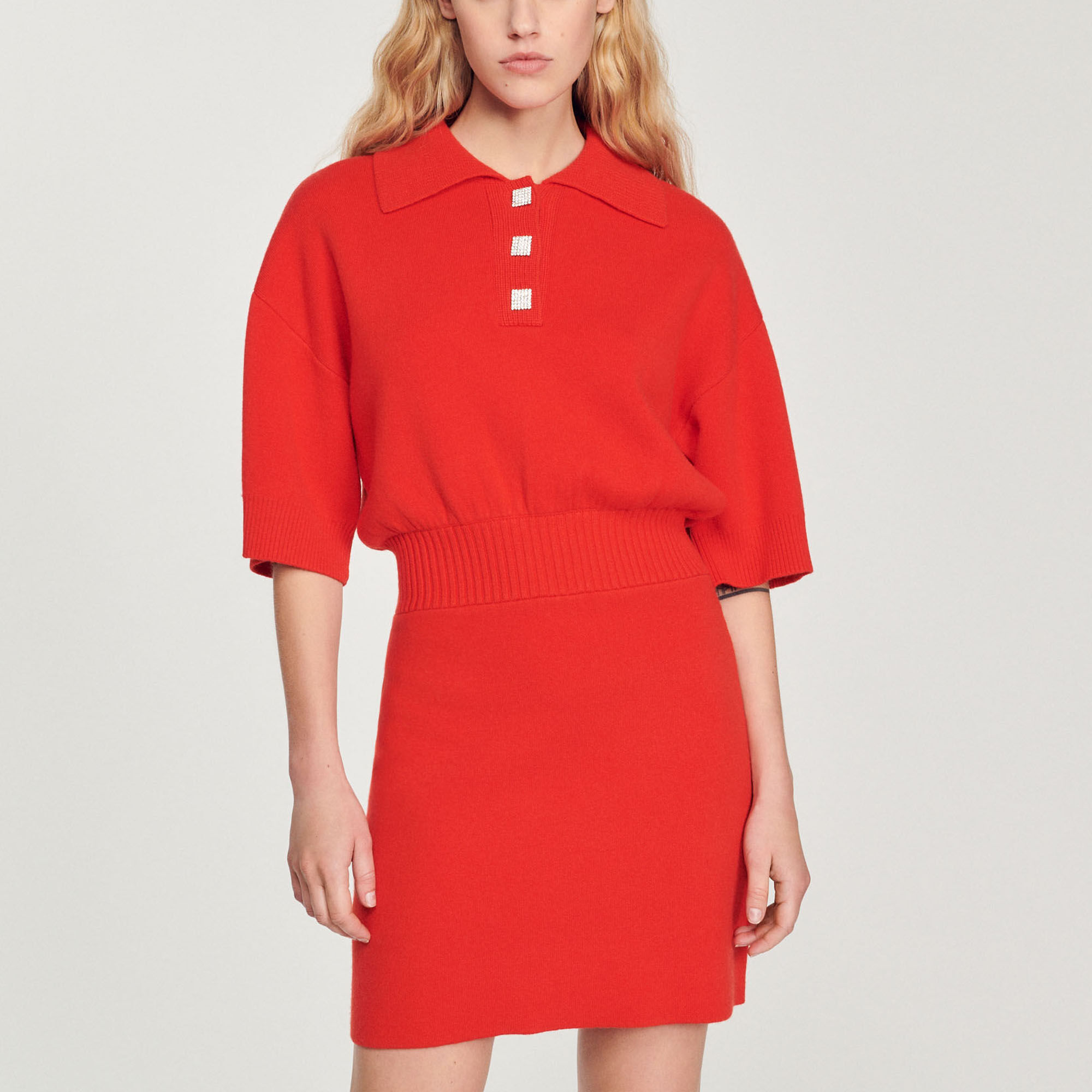 Short knitted polo dress