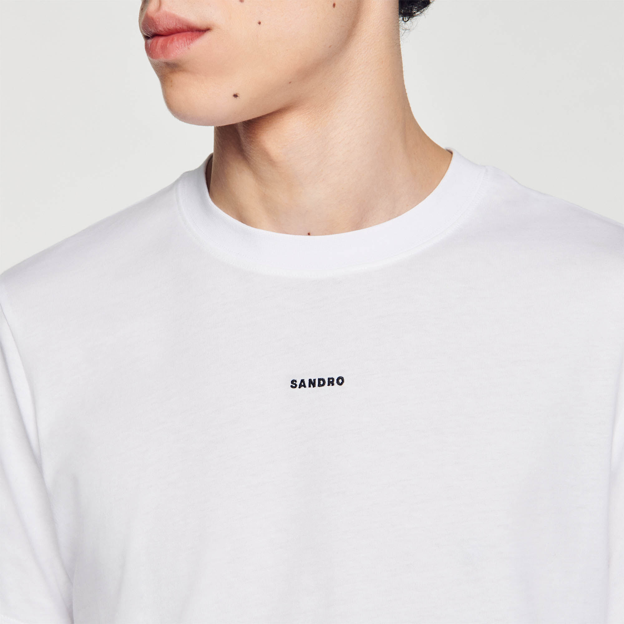 Short-sleeved T-shirt white / beige for Men | Sandro Paris
