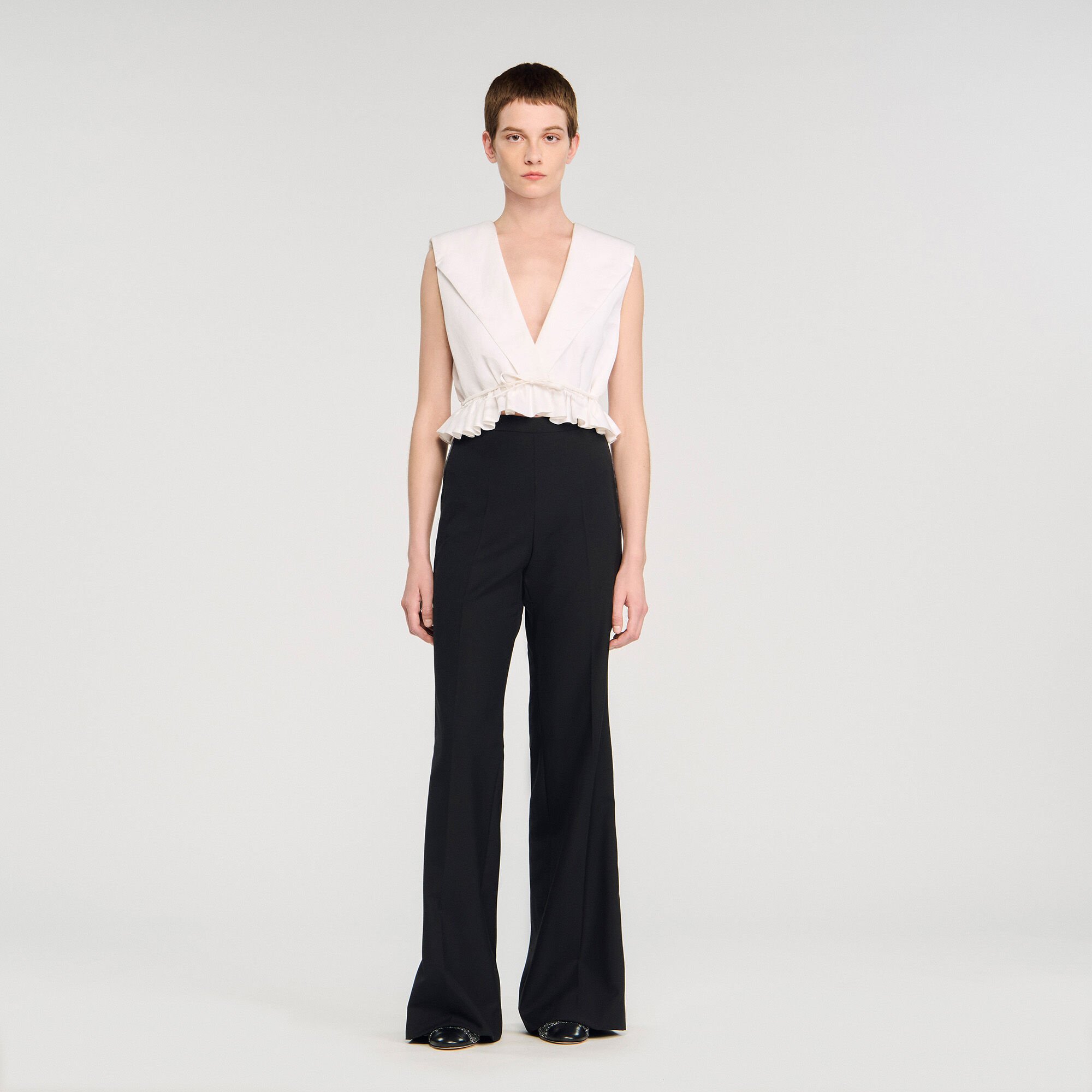 Satin stripe suit trousers