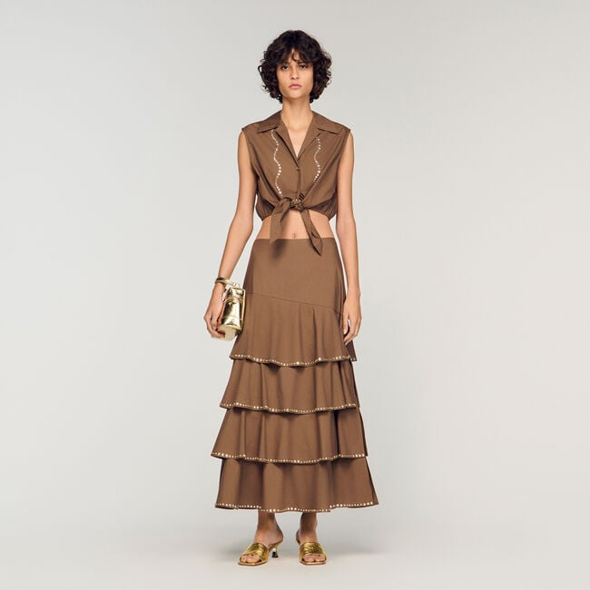 Rhinestone cropped shirt