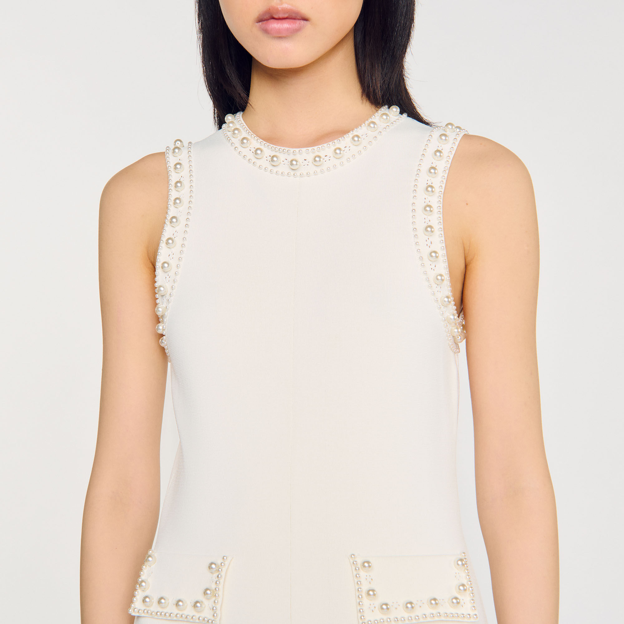 Pearl bead knit maxi dress