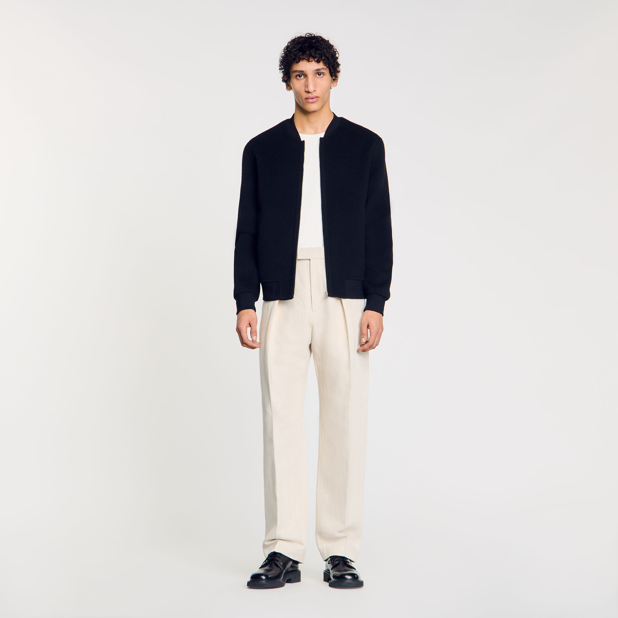 Double-faced wool jacket black / gray for Men | Sandro Paris Double-faced wool jacket black / gray for Men | Sandro Paris