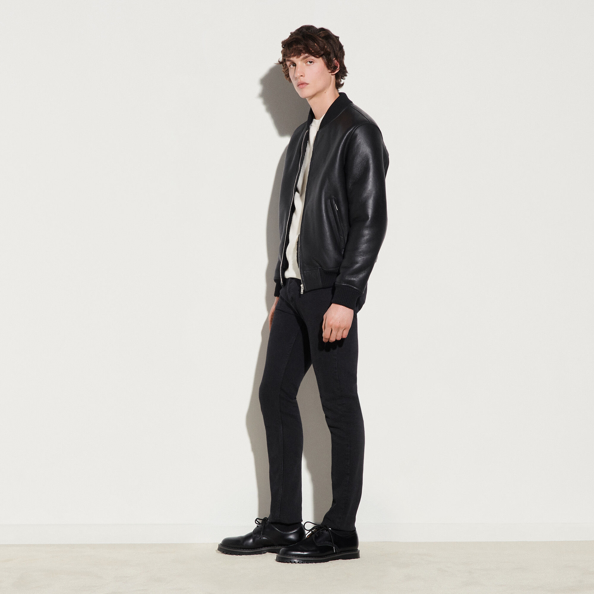 Sheepskin varsity jacket