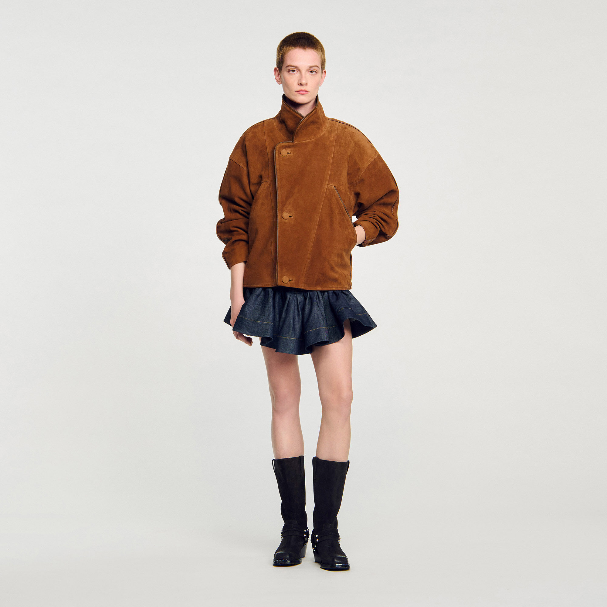 Oversized suede jacket brown For Women Sandro Paris
