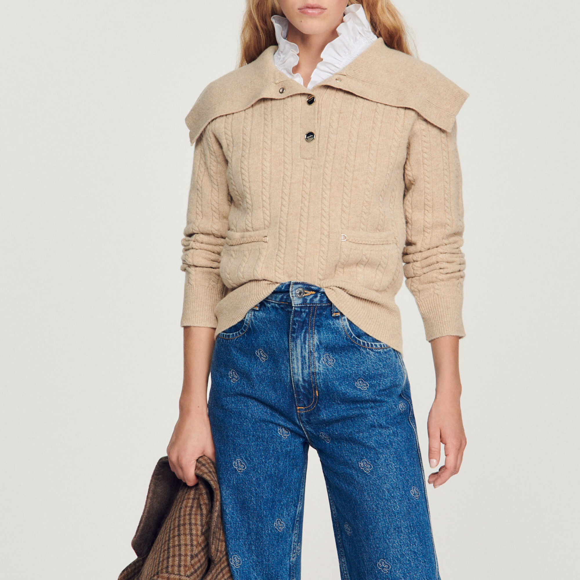 Cropped knit sweater