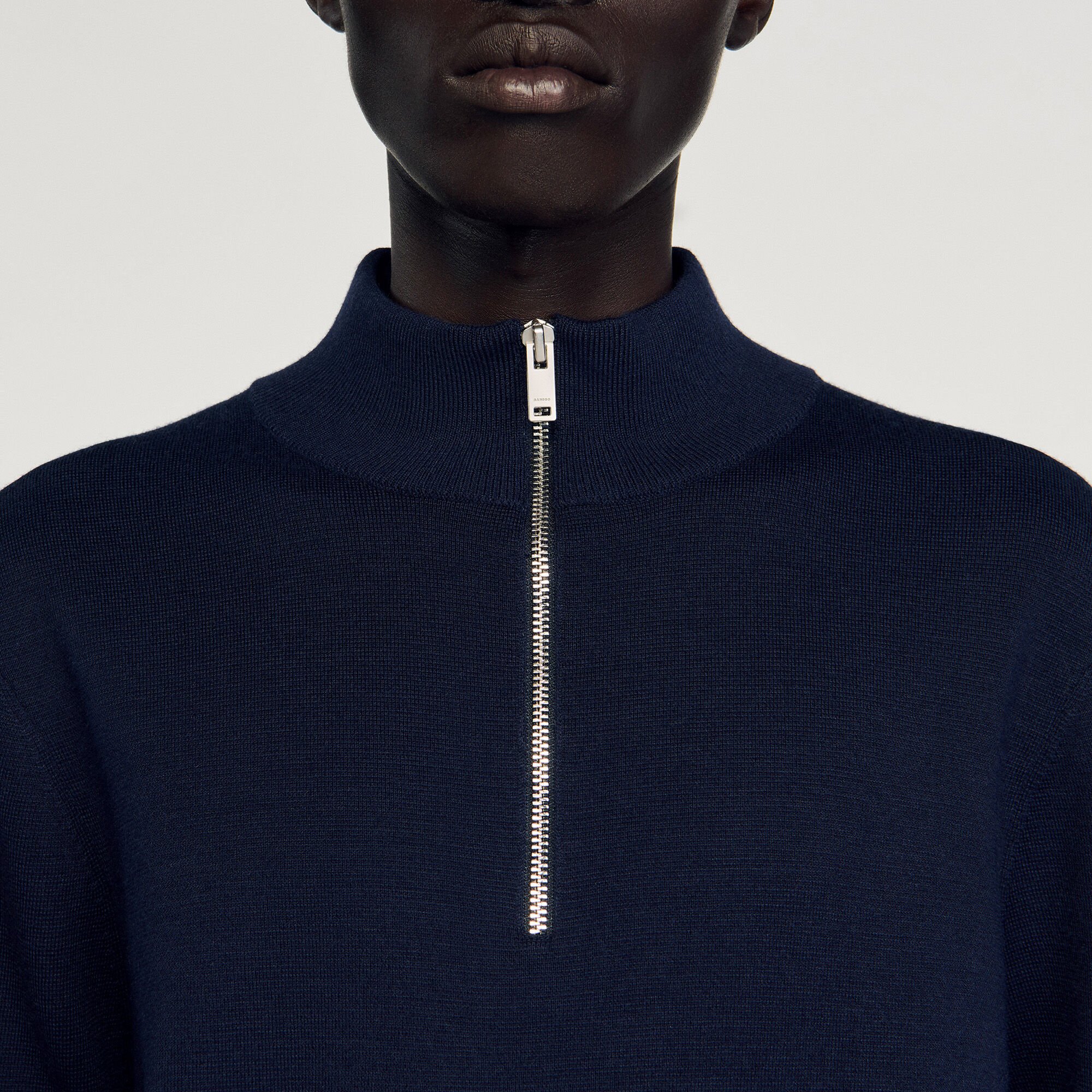 Wool jumper with zip collar