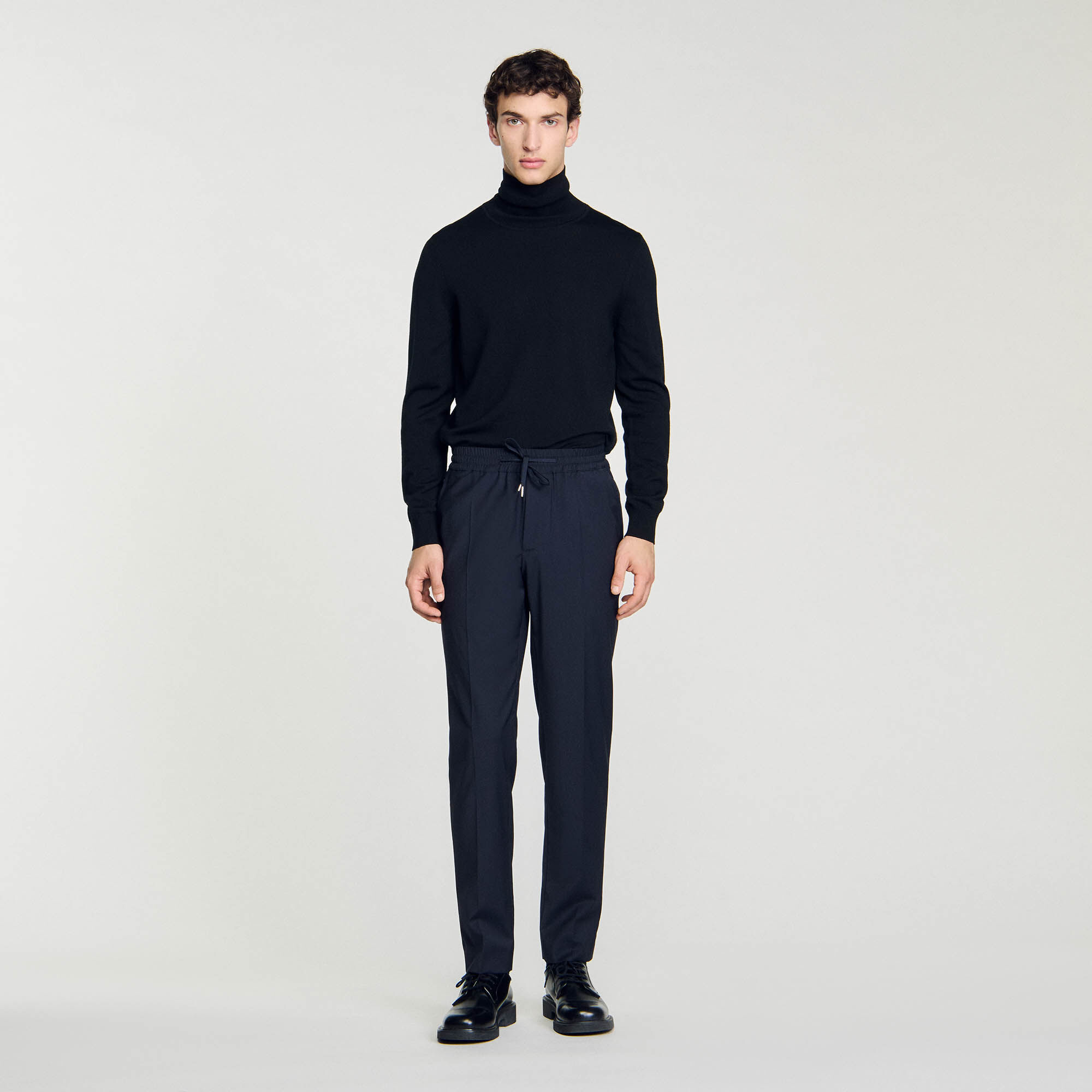 Elasticated straight-leg trousers