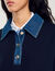Jumper with denim collar