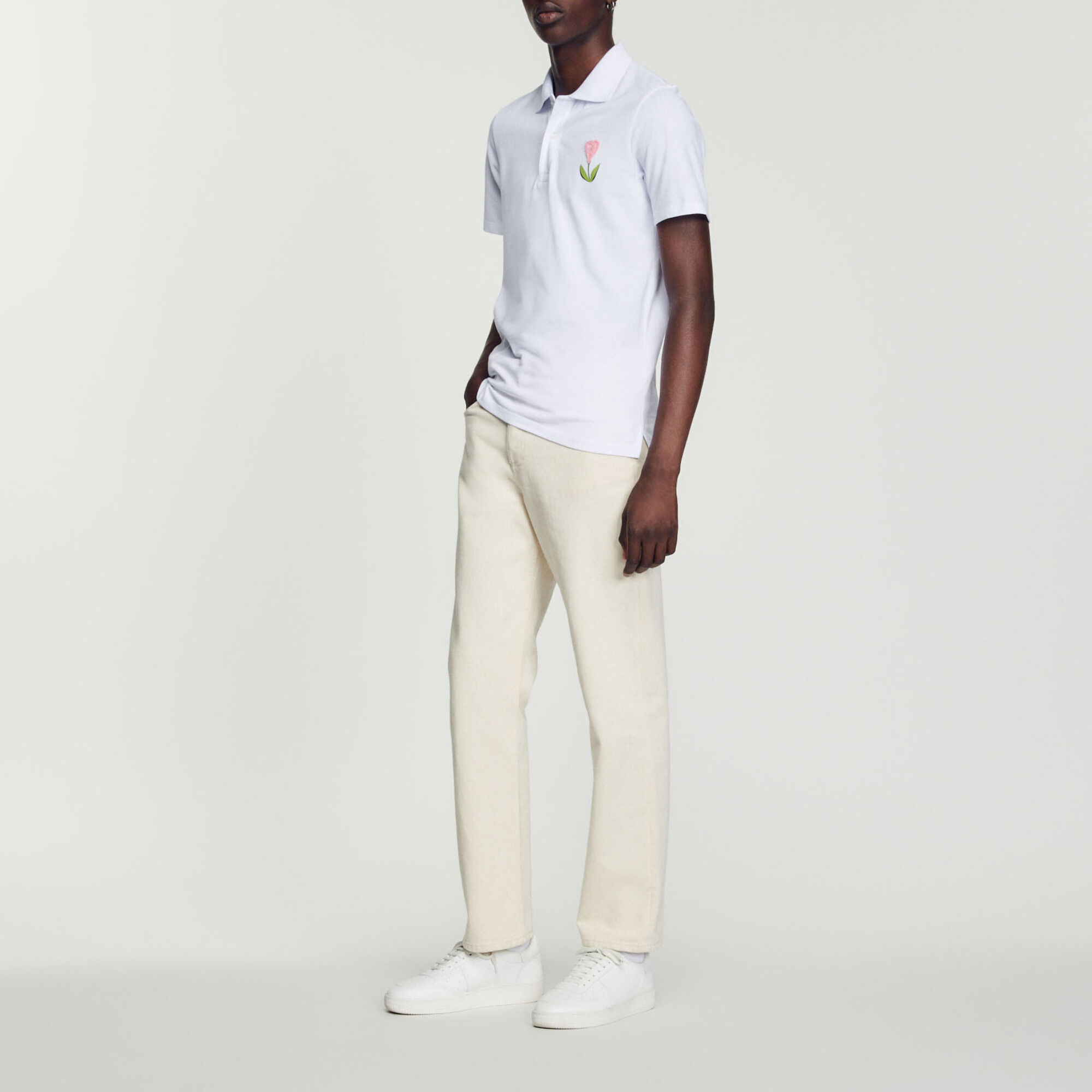 Embroidered tulip polo shirt