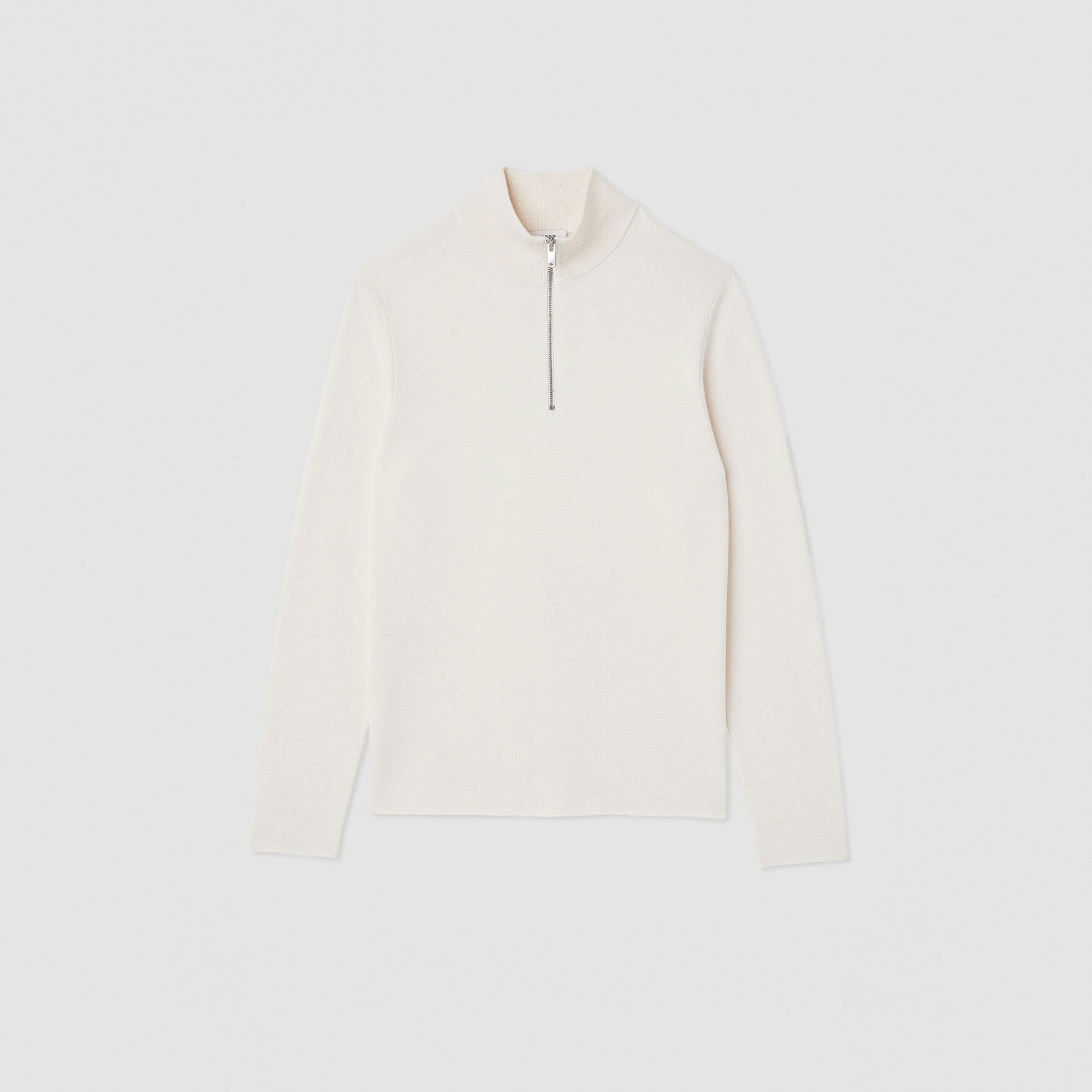 Wool jumper with zip collar
