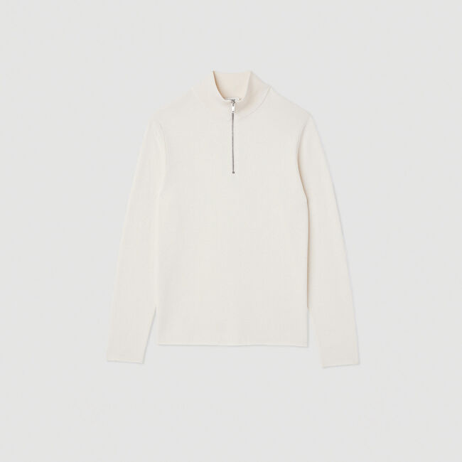 Wool jumper with zip collar