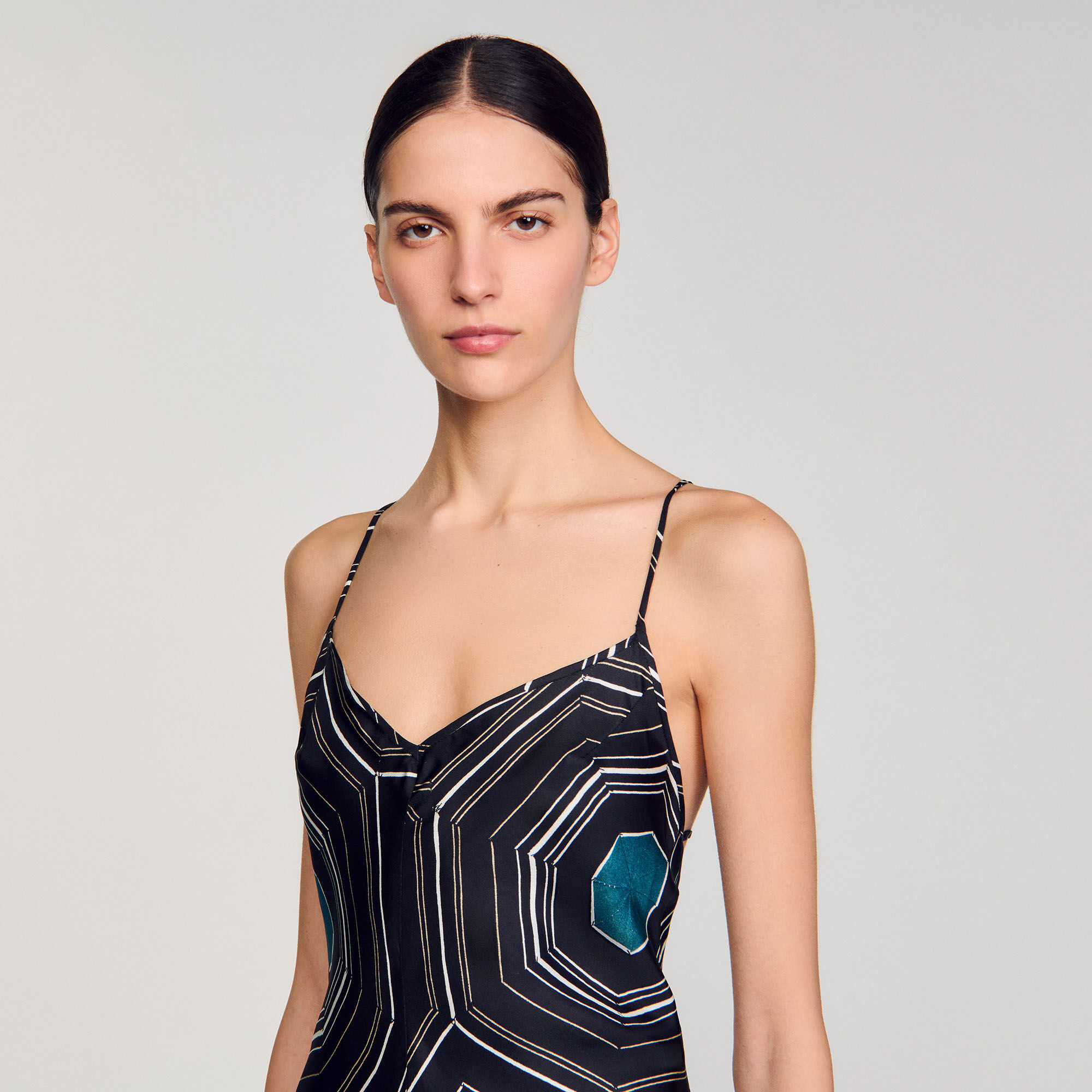 Patterned silk maxi dress