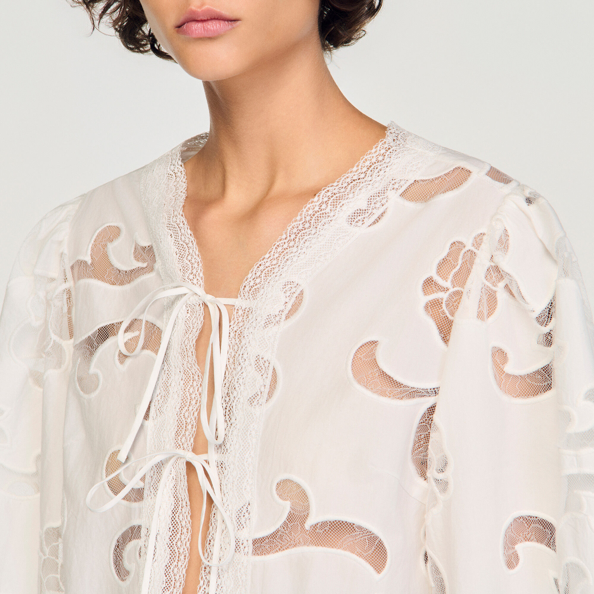 Floral openwork crop top