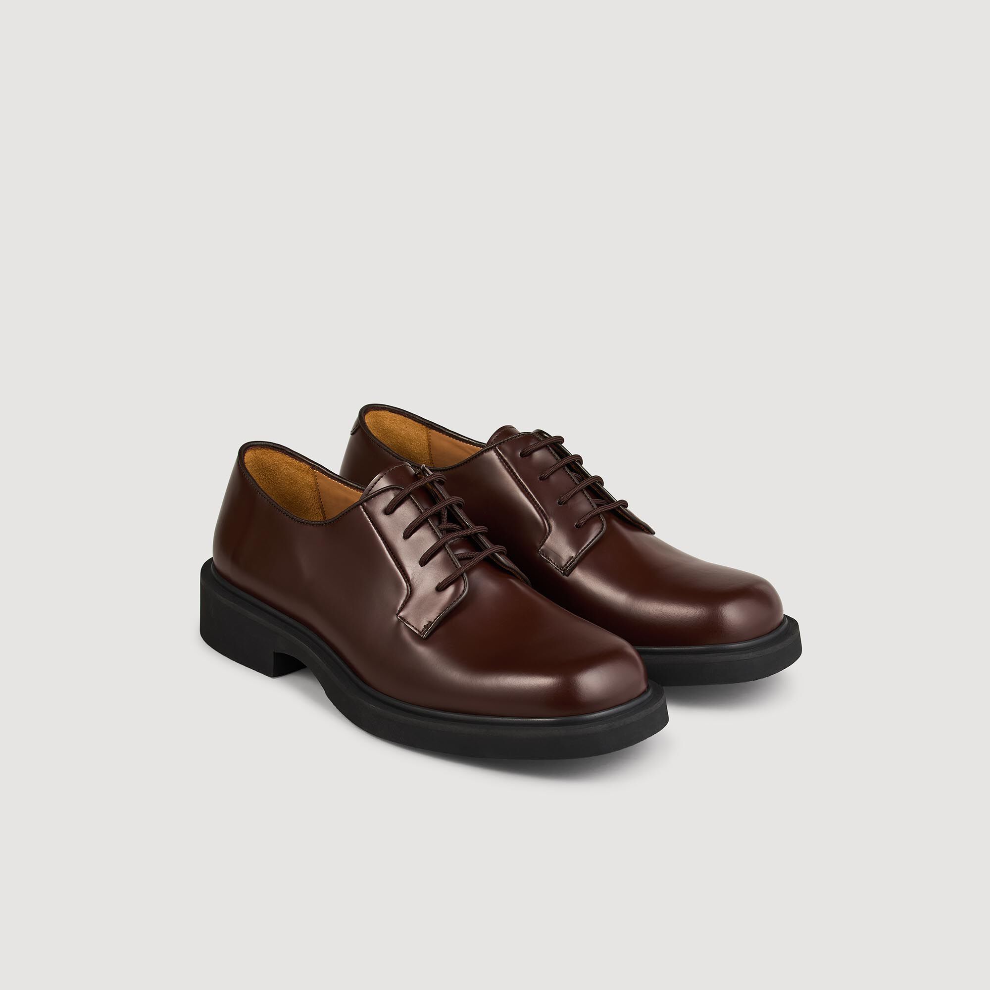 Patent leather derbies