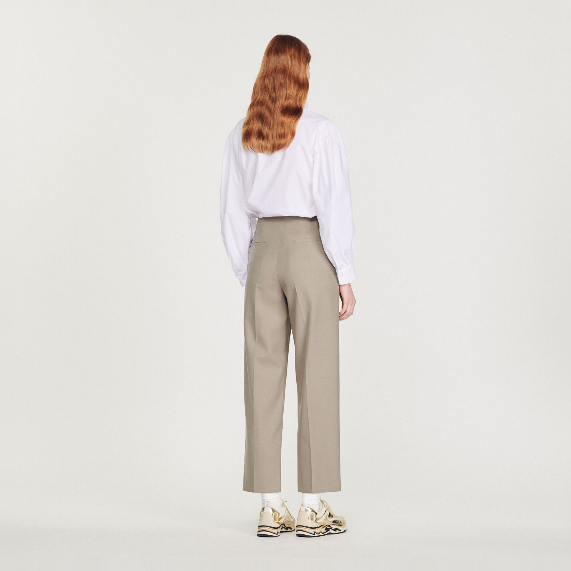 High-waisted tailored trousers