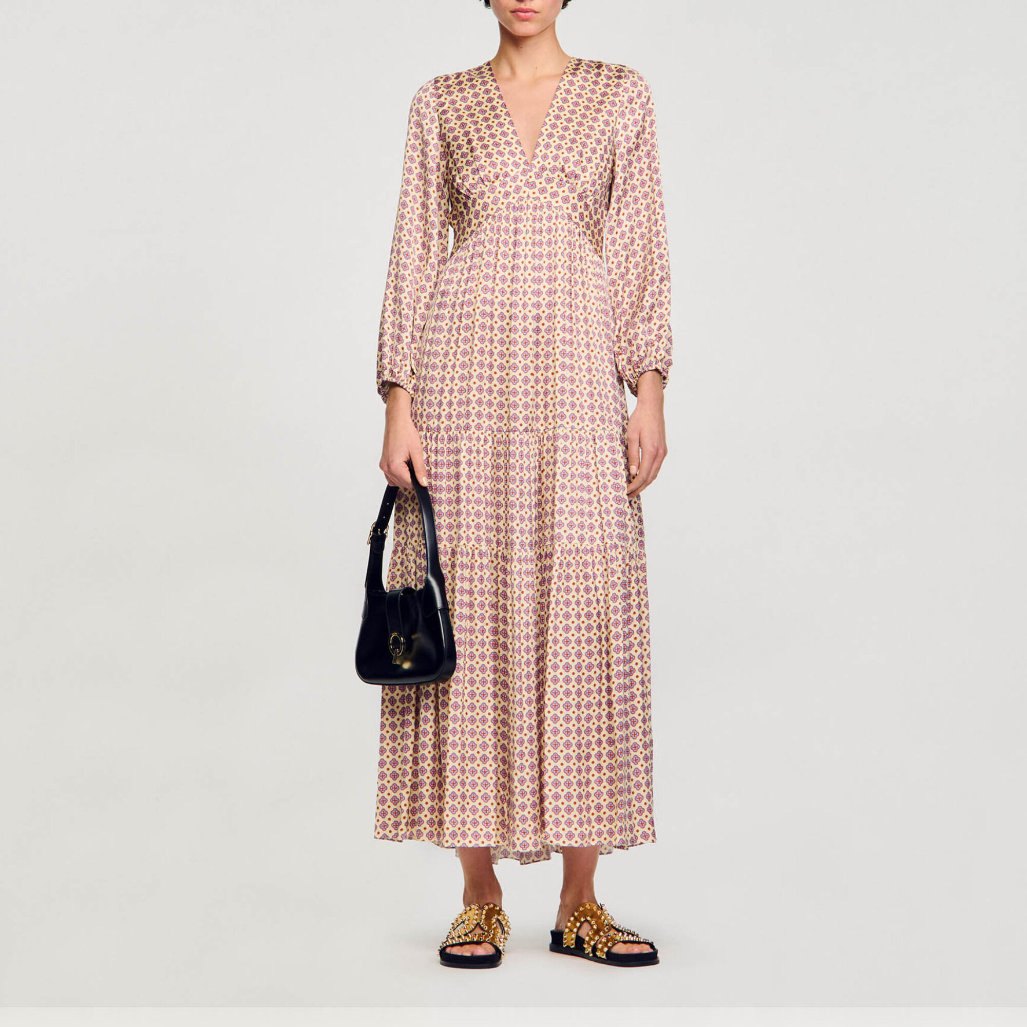 Patterned maxi dress pink For Women Sandro Paris