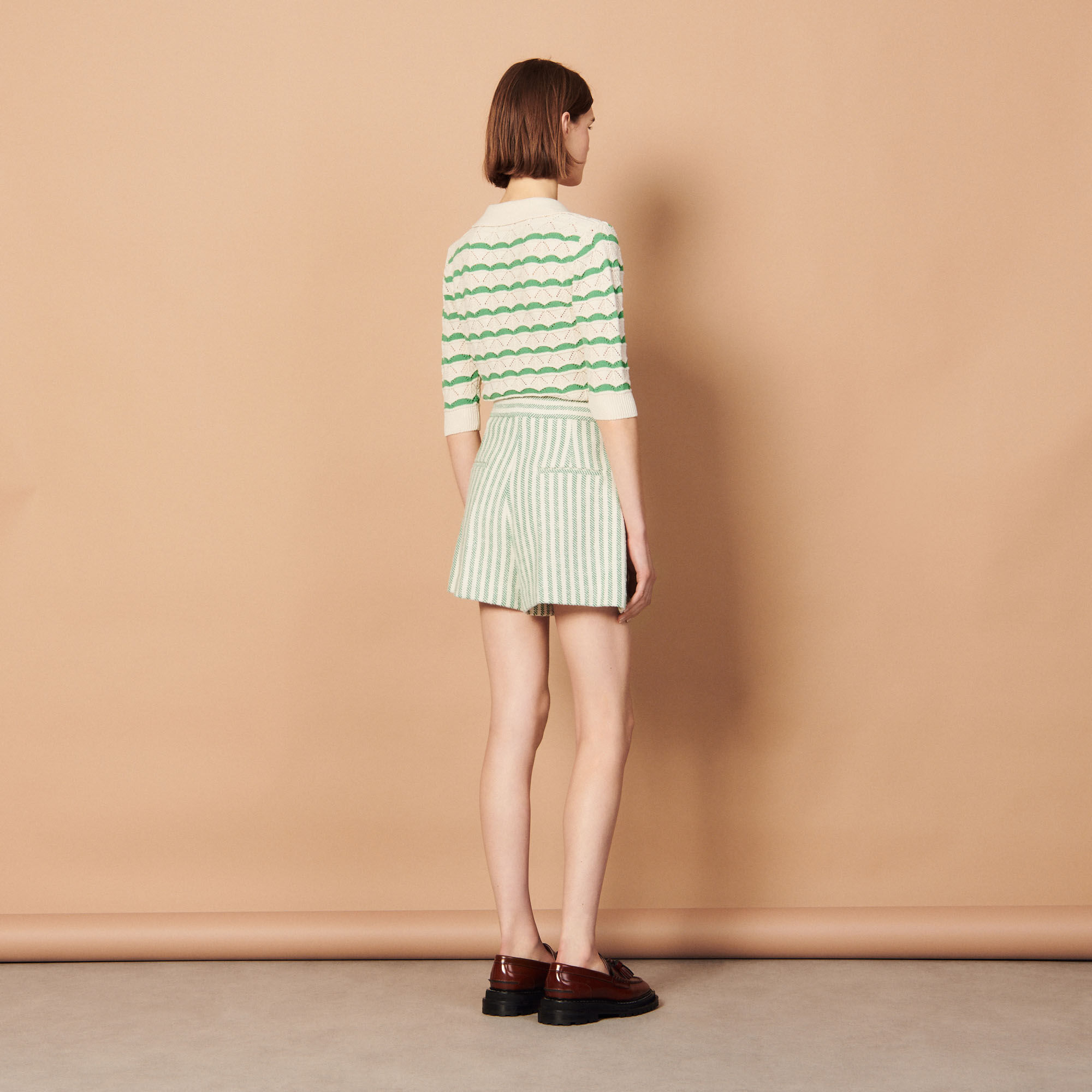 Wide striped shorts