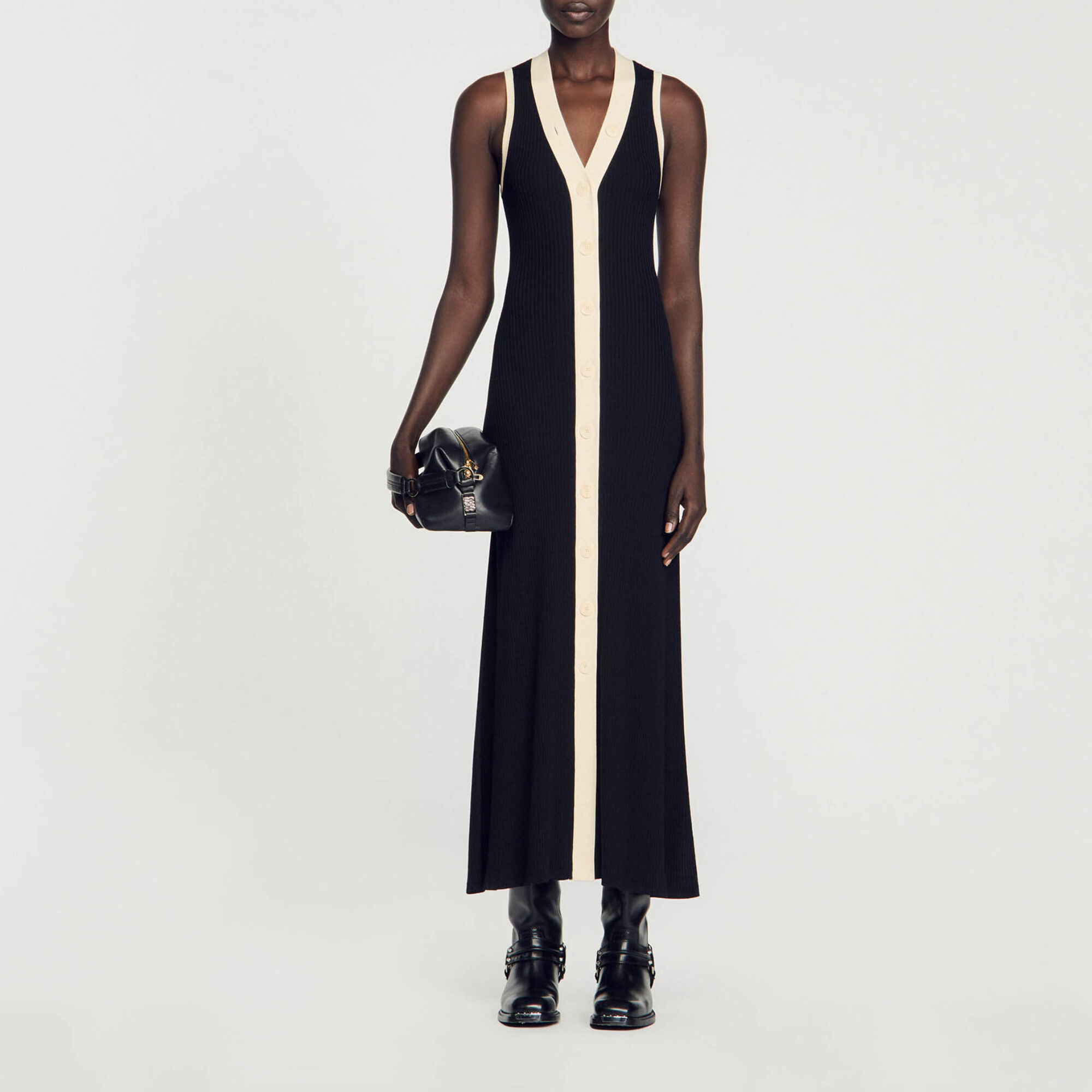 Sandro black knit dress top