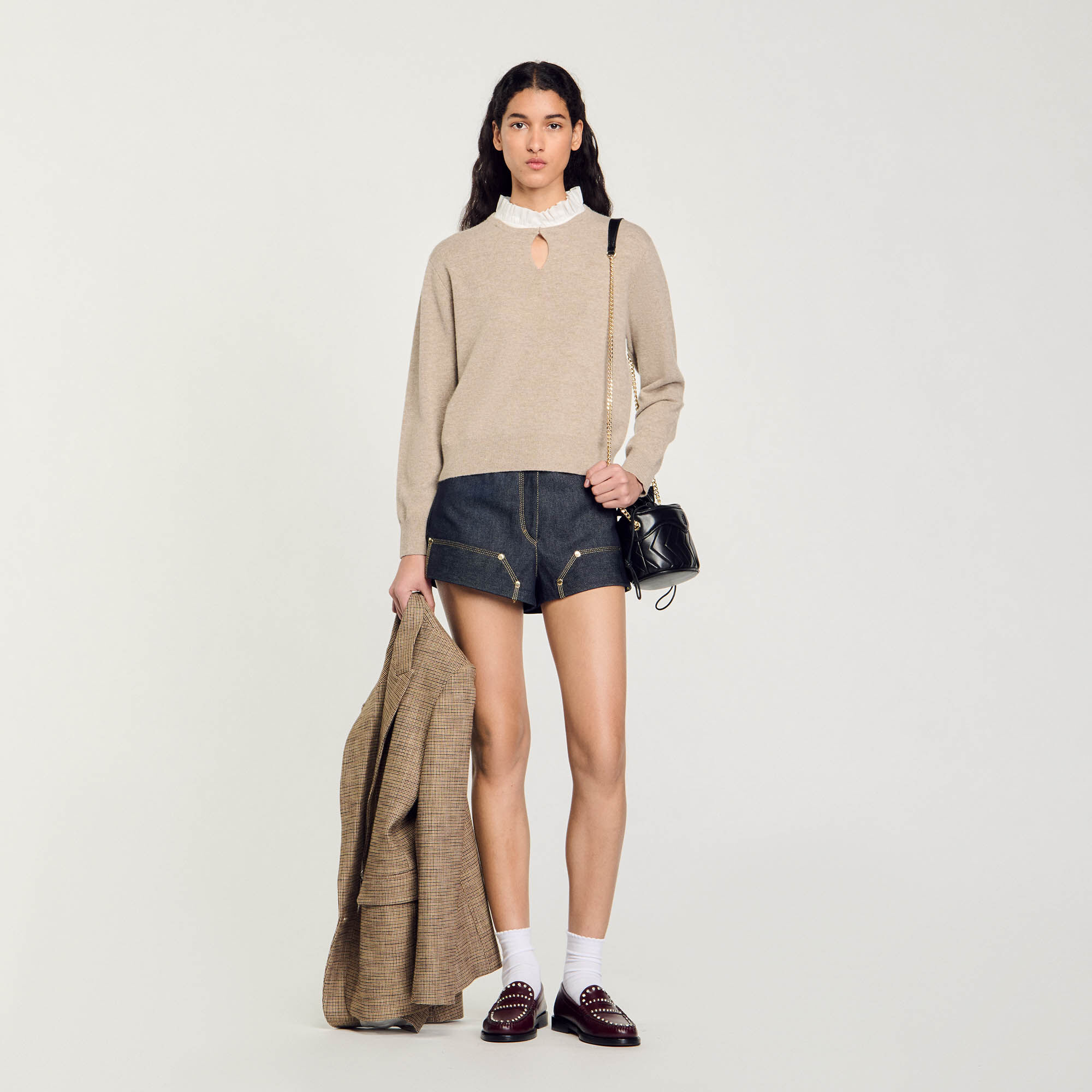 Ruffled wool and cashmere jumper