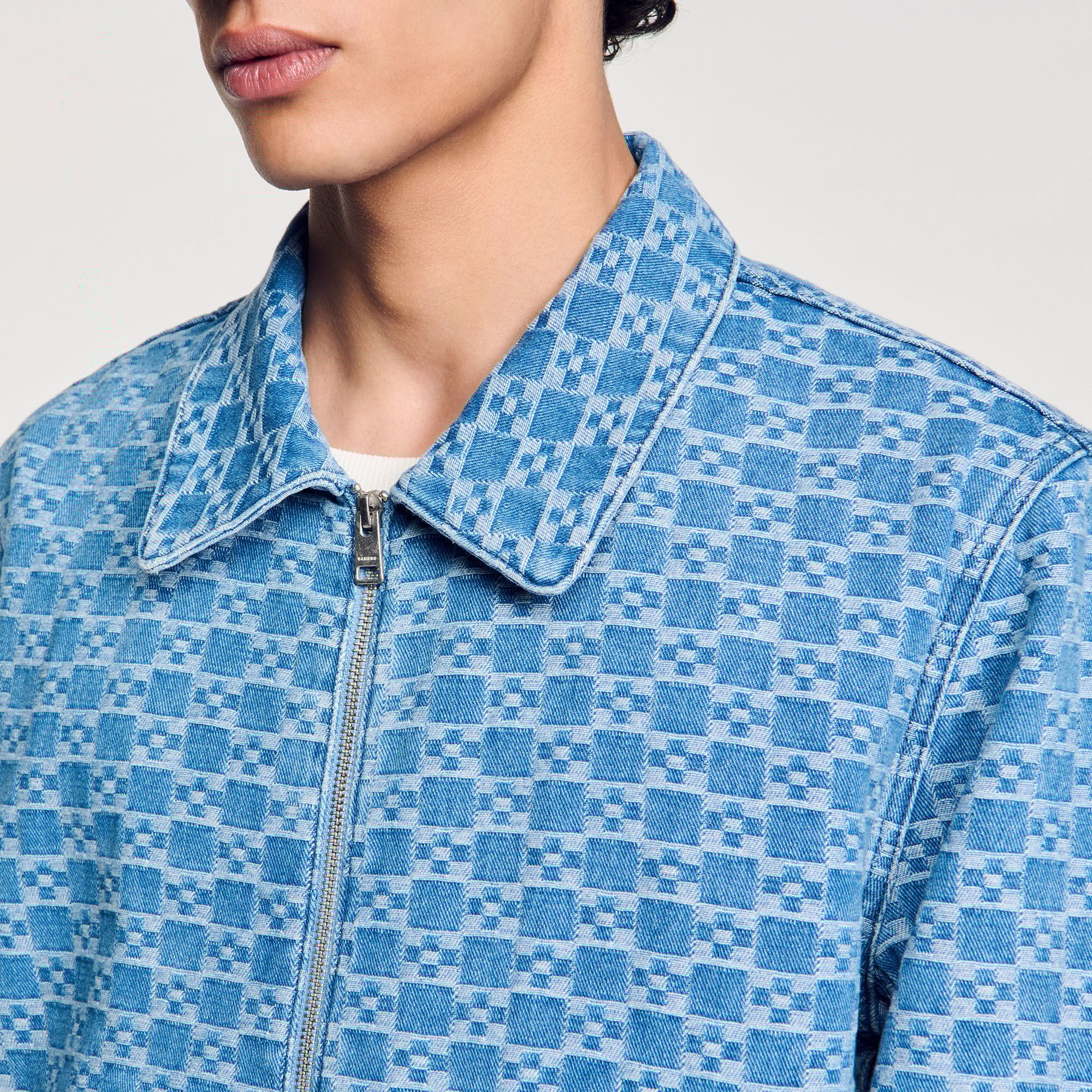 Square cross denim jacket