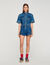 Ruffled denim shorts