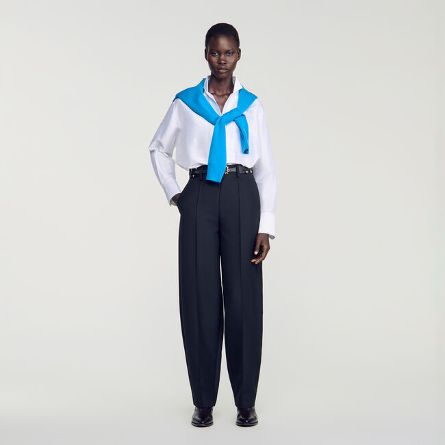 Barrel-leg tweed trousers - Women | Sandro