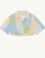 Printed patchwork cropped shirt