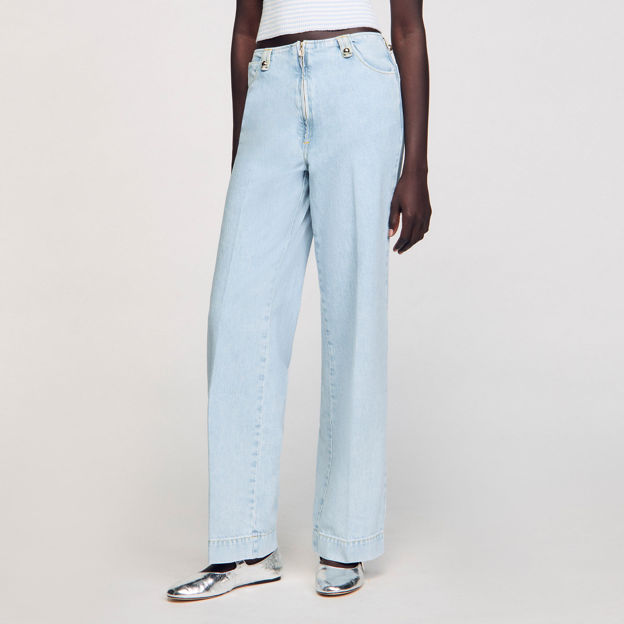 Faded wide-leg jeans
