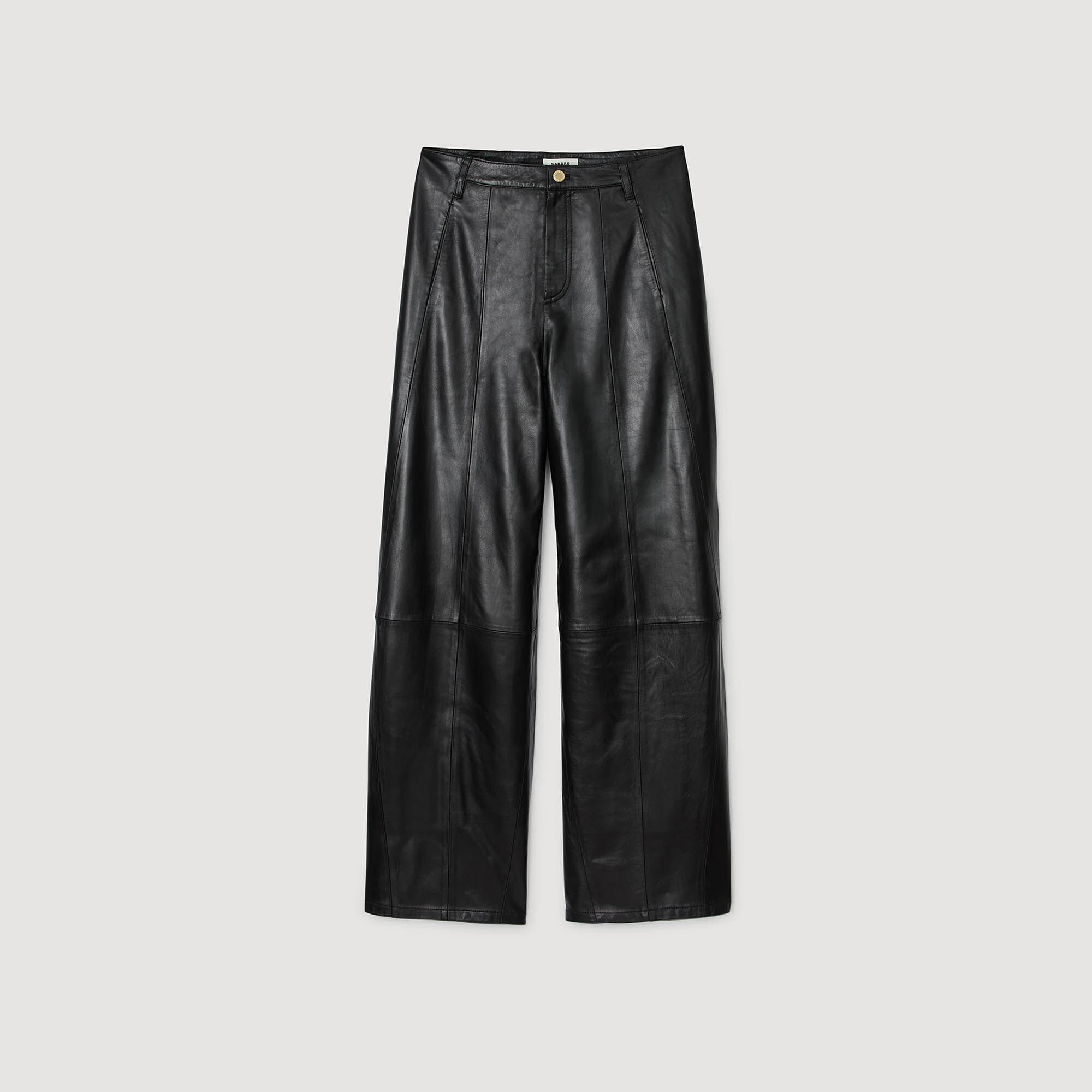 Wide-leg leather trousers