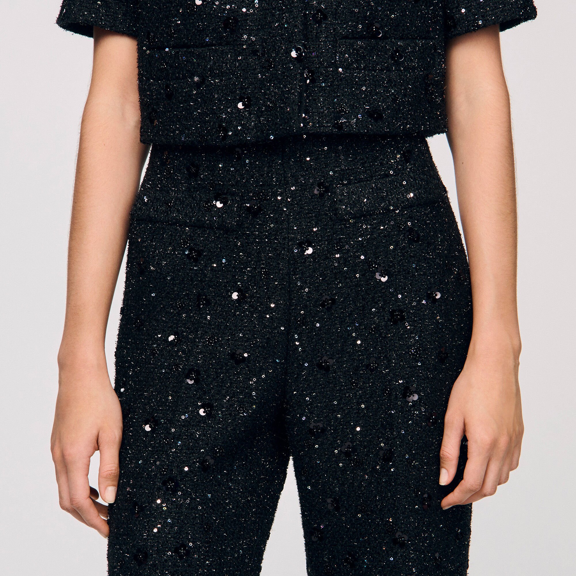 Rhinestone tweed trousers